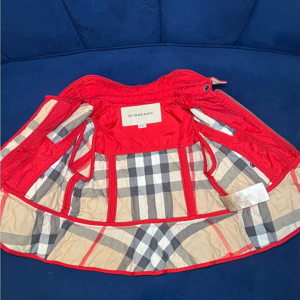 Burberry Vibrant Red Jacket with Iconic Plaid Interior